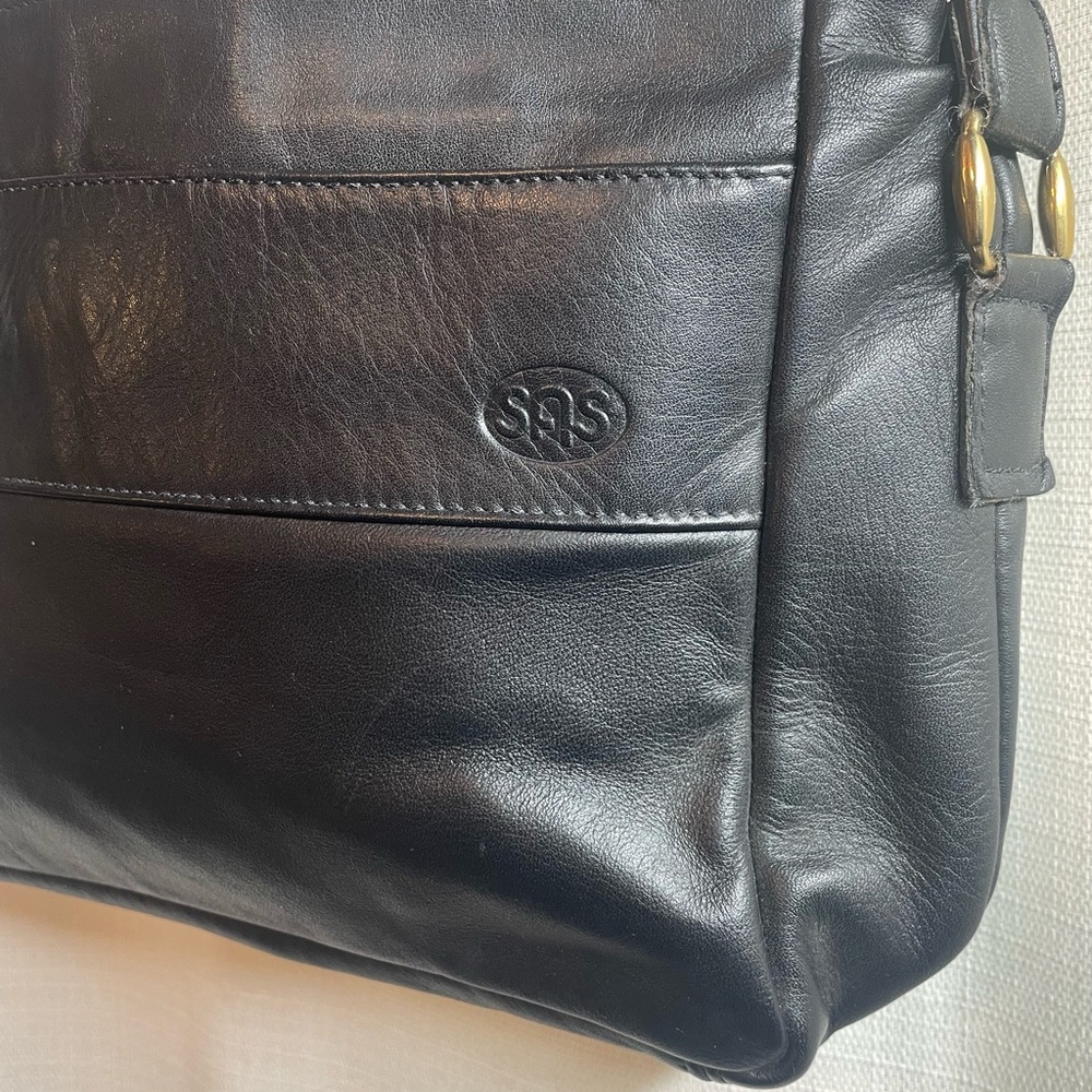 SAS Black Leather Crossbody Bag